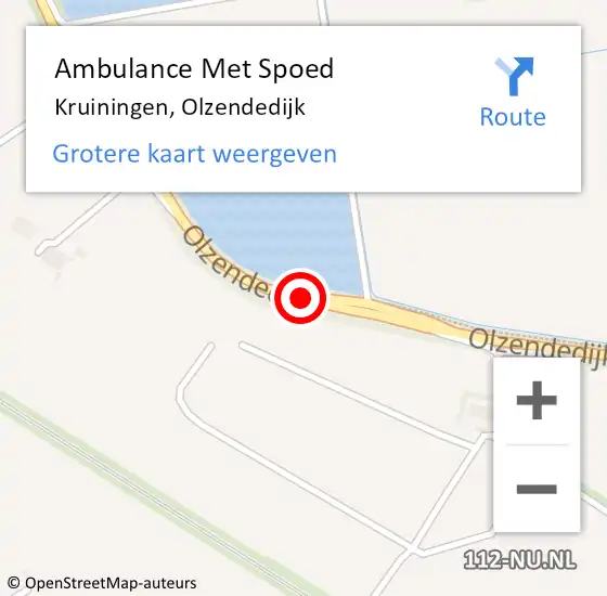 Locatie op kaart van de 112 melding: Ambulance Met Spoed Naar Kruiningen, Olzendedijk op 16 juli 2015 10:25