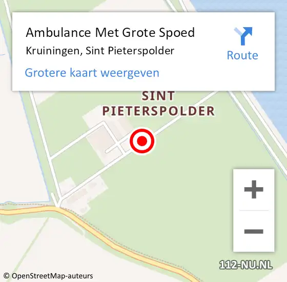 Locatie op kaart van de 112 melding: Ambulance Met Grote Spoed Naar Kruiningen, Sint Pieterspolder op 16 juli 2015 10:34