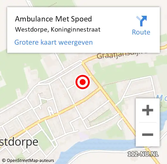 Locatie op kaart van de 112 melding: Ambulance Met Spoed Naar Westdorpe, Koninginnestraat op 16 juli 2015 11:22