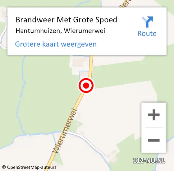Locatie op kaart van de 112 melding: Brandweer Met Grote Spoed Naar Hantumhuizen, Wierumerwei op 14 november 2013 10:58