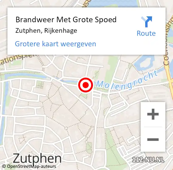 Locatie op kaart van de 112 melding: Brandweer Met Grote Spoed Naar Zutphen, Rijkenhage op 16 juli 2015 12:57