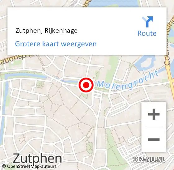 Locatie op kaart van de 112 melding:  Zutphen, Rijkenhage op 16 juli 2015 13:23