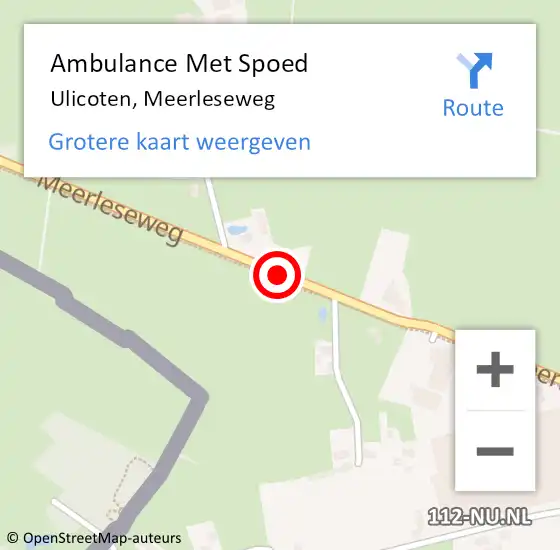 Locatie op kaart van de 112 melding: Ambulance Met Spoed Naar Ulicoten, Meerleseweg op 16 juli 2015 14:01