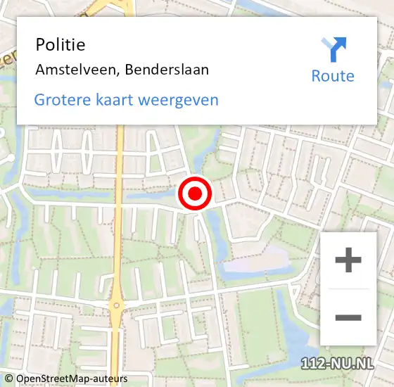 Locatie op kaart van de 112 melding: Politie Amstelveen, Benderslaan op 16 juli 2015 14:54