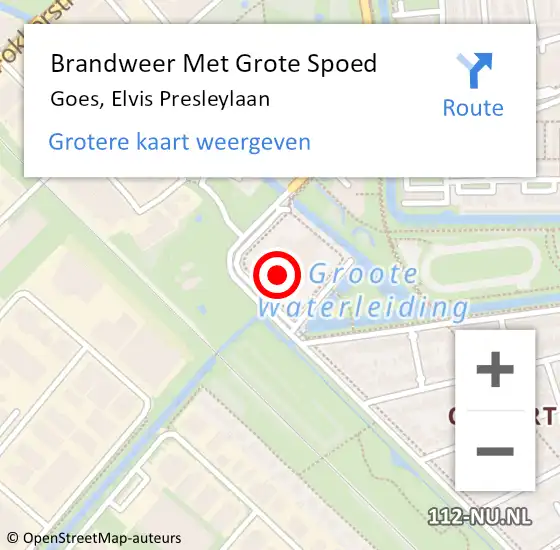 Locatie op kaart van de 112 melding: Brandweer Met Grote Spoed Naar Goes, Elvis Presleylaan op 14 november 2013 11:16