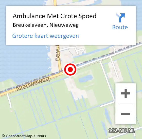 Locatie op kaart van de 112 melding: Ambulance Met Grote Spoed Naar Breukeleveen, Nieuweweg op 16 juli 2015 15:26