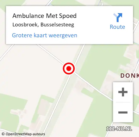 Locatie op kaart van de 112 melding: Ambulance Met Spoed Naar Loosbroek, Busselsesteeg op 16 juli 2015 15:52