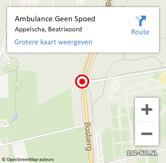 Locatie op kaart van de 112 melding: Ambulance Geen Spoed Naar Appelscha, Beatrixoord op 14 november 2013 11:30