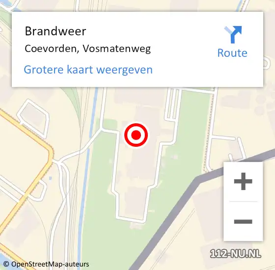 Locatie op kaart van de 112 melding: Brandweer Coevorden, Vosmatenweg op 16 juli 2015 17:48