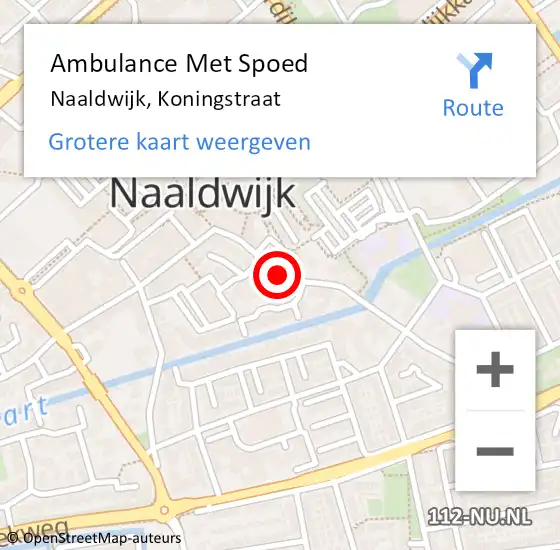 Locatie op kaart van de 112 melding: Ambulance Met Spoed Naar Naaldwijk, Koningstraat op 16 juli 2015 17:49