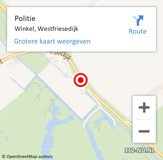 Locatie op kaart van de 112 melding: Politie Winkel, Westfriesedijk op 16 juli 2015 18:13