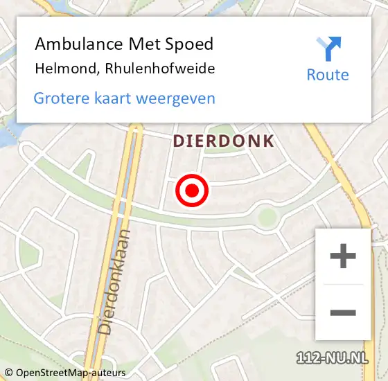 Locatie op kaart van de 112 melding: Ambulance Met Spoed Naar Helmond, Rhulenhofweide op 16 juli 2015 18:29