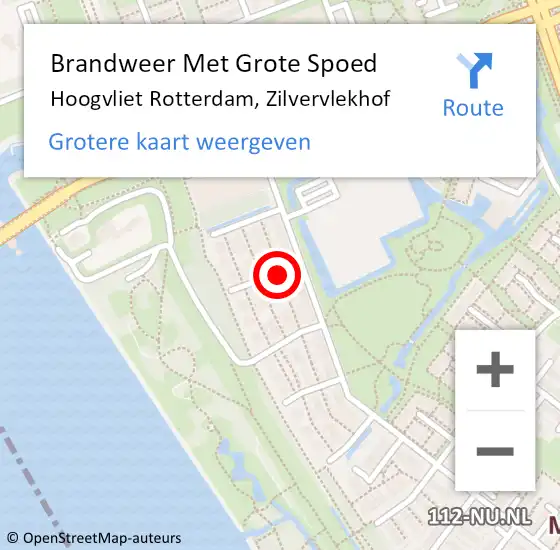 Locatie op kaart van de 112 melding: Brandweer Met Grote Spoed Naar Hoogvliet Rotterdam, Zilvervlekhof op 16 juli 2015 18:31