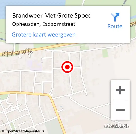 Locatie op kaart van de 112 melding: Brandweer Met Grote Spoed Naar Opheusden, Esdoornstraat op 16 juli 2015 18:33