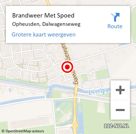 Locatie op kaart van de 112 melding: Brandweer Met Spoed Naar Opheusden, Dalwagenseweg op 16 juli 2015 19:11