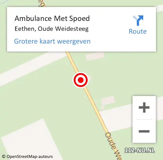 Locatie op kaart van de 112 melding: Ambulance Met Spoed Naar Eethen, Oude Weidesteeg op 16 juli 2015 19:33