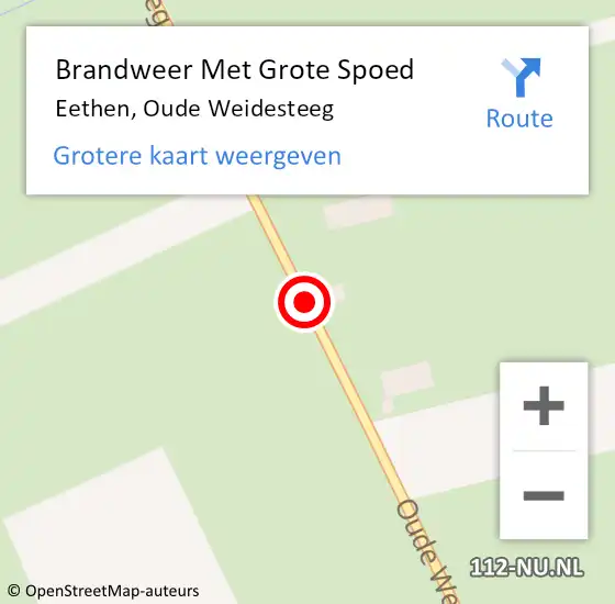 Locatie op kaart van de 112 melding: Brandweer Met Grote Spoed Naar Eethen, Oude Weidesteeg op 16 juli 2015 19:34