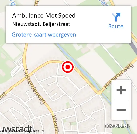 Locatie op kaart van de 112 melding: Ambulance Met Spoed Naar Nieuwstadt, Beijerstraat op 16 juli 2015 19:48