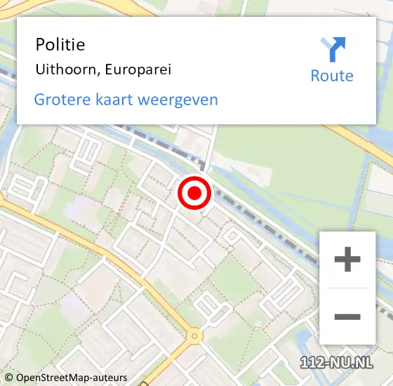 Locatie op kaart van de 112 melding: Politie Uithoorn, Europarei op 16 juli 2015 19:56