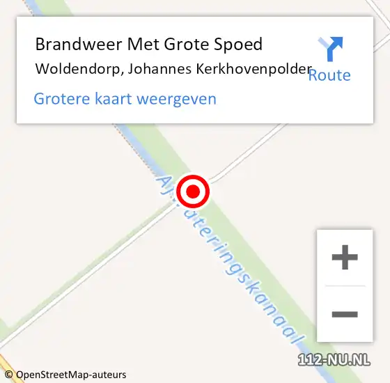 Locatie op kaart van de 112 melding: Brandweer Met Grote Spoed Naar Woldendorp, Johannes Kerkhovenpolder op 16 juli 2015 21:17