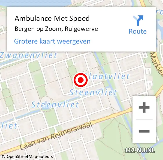 Locatie op kaart van de 112 melding: Ambulance Met Spoed Naar Bergen op Zoom, Ruigewerve op 16 juli 2015 21:42