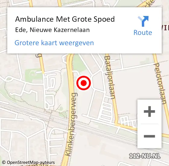 Locatie op kaart van de 112 melding: Ambulance Met Grote Spoed Naar Ede, Nieuwe Kazernelaan op 16 juli 2015 22:23