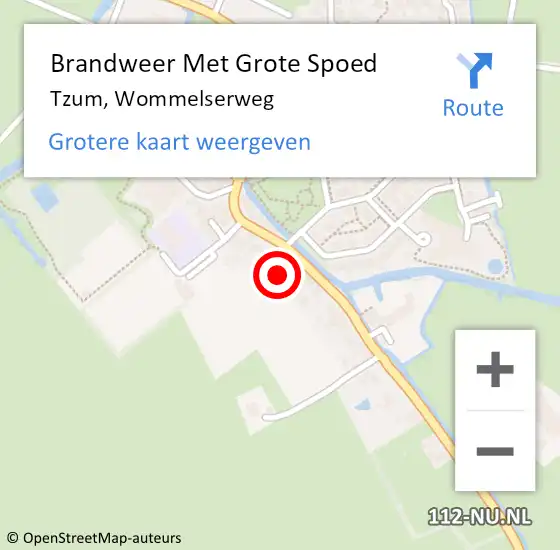 Locatie op kaart van de 112 melding: Brandweer Met Grote Spoed Naar Tzum, Wommelserweg op 17 juli 2015 01:08