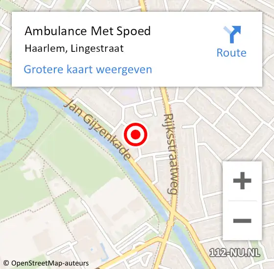 Locatie op kaart van de 112 melding: Ambulance Met Spoed Naar Haarlem, Lingestraat op 17 juli 2015 01:12