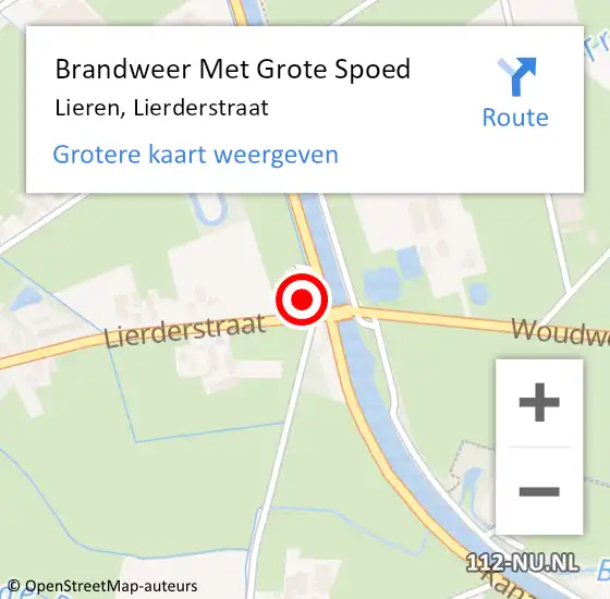 Locatie op kaart van de 112 melding: Brandweer Met Grote Spoed Naar Lieren, Lierderstraat op 17 juli 2015 01:57