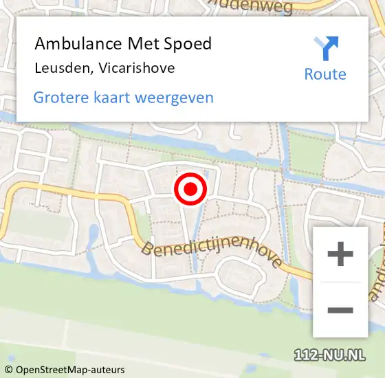 Locatie op kaart van de 112 melding: Ambulance Met Spoed Naar Leusden, Vicarishove op 17 juli 2015 04:14