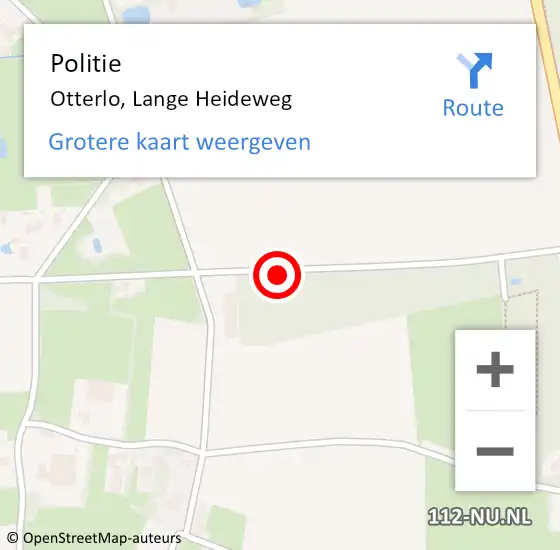 Locatie op kaart van de 112 melding: Politie Otterlo, Lange Heideweg op 17 juli 2015 07:35