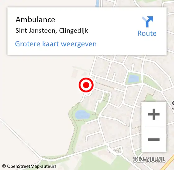 Locatie op kaart van de 112 melding: Ambulance Sint Jansteen, Clingedijk op 17 juli 2015 08:02