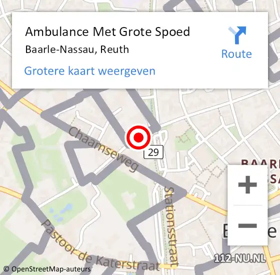 Locatie op kaart van de 112 melding: Ambulance Met Grote Spoed Naar Baarle-Nassau, Reuth op 17 juli 2015 08:22