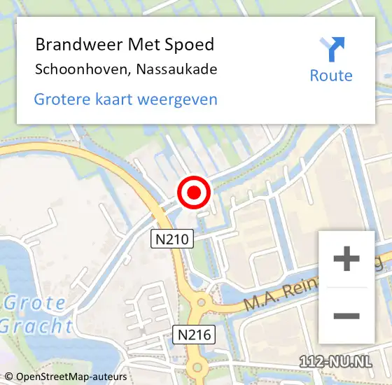 Locatie op kaart van de 112 melding: Brandweer Met Spoed Naar Schoonhoven, Nassaukade op 17 juli 2015 08:41