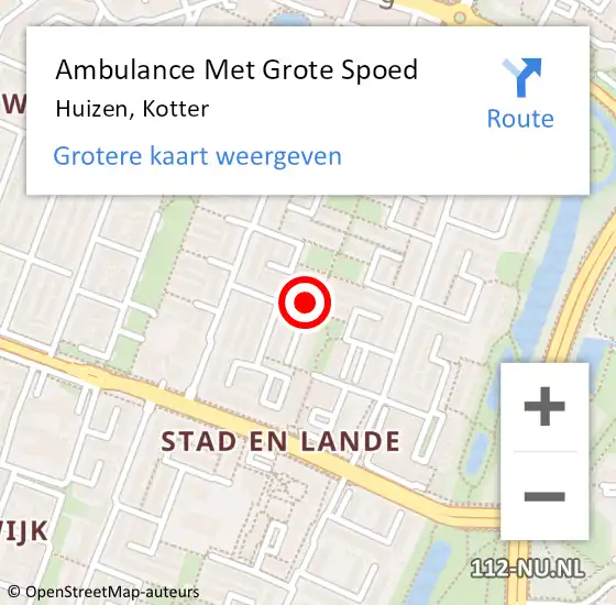 Locatie op kaart van de 112 melding: Ambulance Met Grote Spoed Naar Huizen, Kotter op 17 juli 2015 09:15