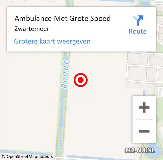 Locatie op kaart van de 112 melding: Ambulance Met Grote Spoed Naar Zwartemeer op 17 juli 2015 09:21