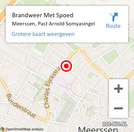 Locatie op kaart van de 112 melding: Brandweer Met Spoed Naar Meerssen, Past Arnold Somyasingel op 17 juli 2015 09:24