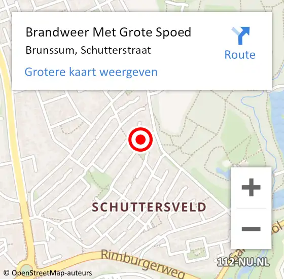 Locatie op kaart van de 112 melding: Brandweer Met Grote Spoed Naar Brunssum, Schutterstraat op 17 juli 2015 10:08