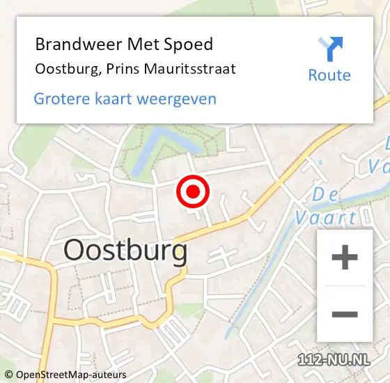 Locatie op kaart van de 112 melding: Brandweer Met Spoed Naar Oostburg, Prins Mauritsstraat op 12 september 2013 19:22