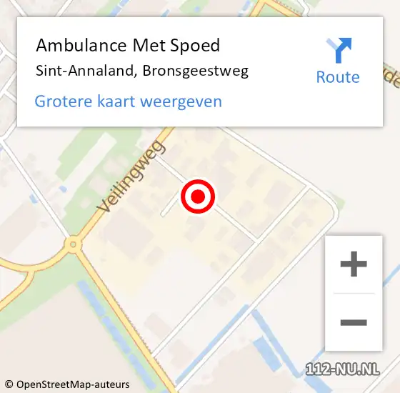 Locatie op kaart van de 112 melding: Ambulance Met Spoed Naar Sint-Annaland, Bronsgeestweg op 17 juli 2015 10:14