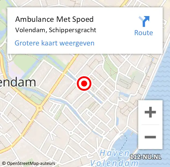 Locatie op kaart van de 112 melding: Ambulance Met Spoed Naar Volendam, Schippersgracht op 17 juli 2015 10:49