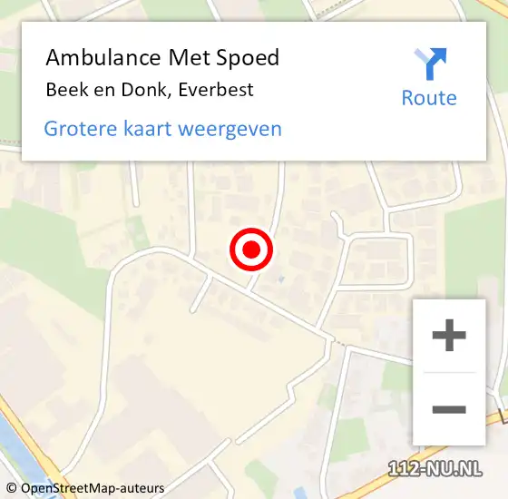 Locatie op kaart van de 112 melding: Ambulance Met Spoed Naar Beek en Donk, Everbest op 17 juli 2015 10:57