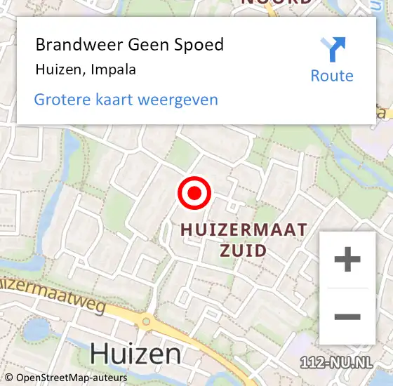 Locatie op kaart van de 112 melding: Brandweer Geen Spoed Naar Huizen, Impala op 17 juli 2015 12:16