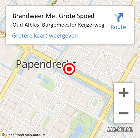 Locatie op kaart van de 112 melding: Brandweer Met Grote Spoed Naar Oud-Alblas, Burgemeester Keijzerweg op 17 juli 2015 12:38