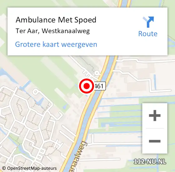 Locatie op kaart van de 112 melding: Ambulance Met Spoed Naar Ter Aar, Westkanaalweg op 17 juli 2015 13:33