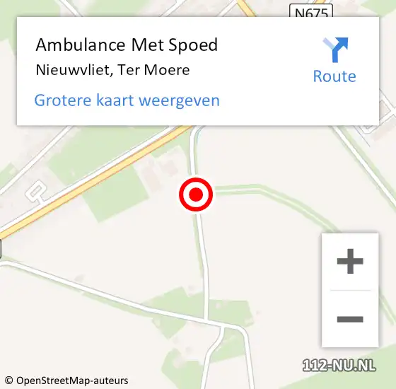 Locatie op kaart van de 112 melding: Ambulance Met Spoed Naar Nieuwvliet, Ter Moere op 17 juli 2015 13:42