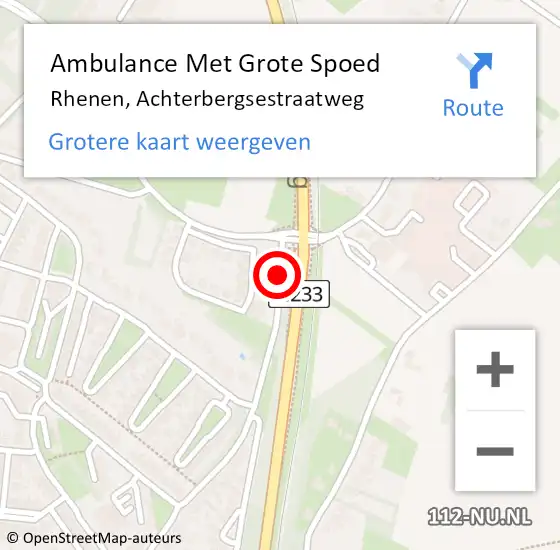 Locatie op kaart van de 112 melding: Ambulance Met Grote Spoed Naar Rhenen, Achterbergsestraatweg op 17 juli 2015 13:56