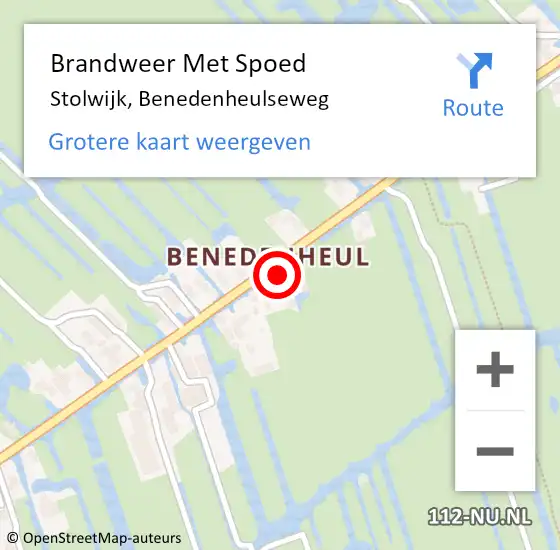 Locatie op kaart van de 112 melding: Brandweer Met Spoed Naar Stolwijk, Benedenheulseweg op 17 juli 2015 14:21