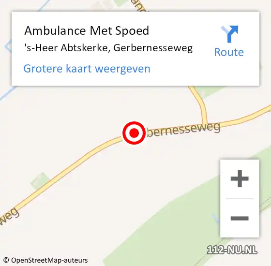 Locatie op kaart van de 112 melding: Ambulance Met Spoed Naar 's-Heer Abtskerke, Gerbernesseweg op 17 juli 2015 14:22