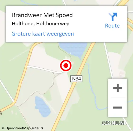 Locatie op kaart van de 112 melding: Brandweer Met Spoed Naar Holthone, Holthonerweg op 17 juli 2015 14:55